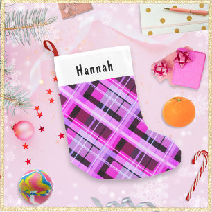 Petite Chaussette De Noël Motif d'hiver rose Plaid Personnalisé