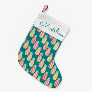 Petite Chaussette De Noël Motif Doodle d'ananas  Ajouter votre nom