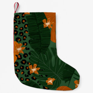 Petite Chaussette De Noël Motif Feuille exotique léopard tropique