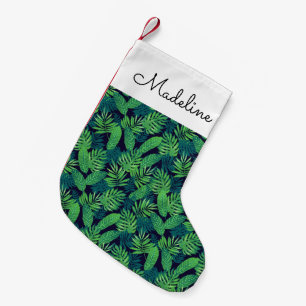 Petite Chaussette De Noël Motif Feuille tropical  Ajouter votre nom