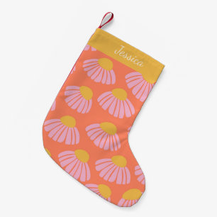 Petite Chaussette De Noël Motif Fleur Rose Orange Fleur Personnalisé 