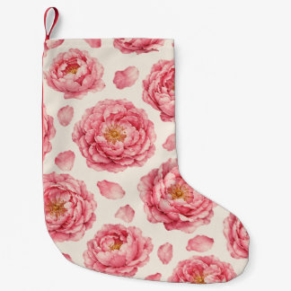 Petite Chaussette De Noël Motif floral de pivoine rose