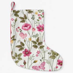 Petite Chaussette De Noël motif floral transparent avec rose et papillon