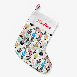 Petite Chaussette De Noël Motif géométrique de cactus moderne