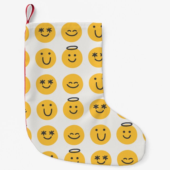 Petite Chaussette De Noël Motif libre main heureux émoji sans couture. e pos (Devant)