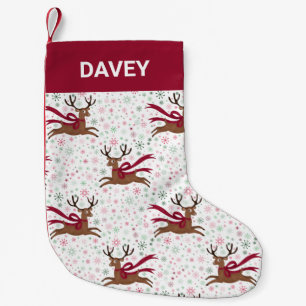 Petite Chaussette De Noël Motif MCM de Renne Rétro et Flocon de Neige Atomiq