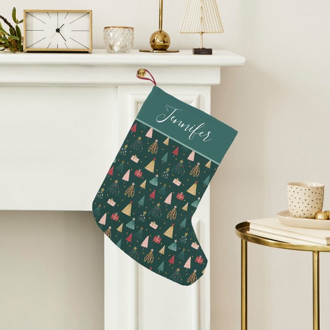 Petite Chaussette De Noël Motif moderne de l'arbre de Noël personnalisé (Créateur téléchargé)
