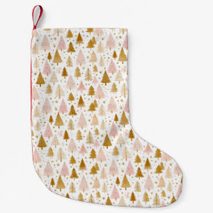 Petite Chaussette De Noël Motif moderne Pink and Gold Tree