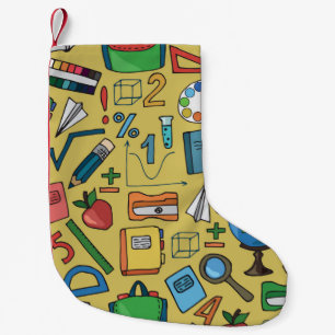 Petite Chaussette De Noël Motif sans couture avec fournitures scolaires sur 