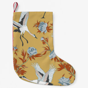 Petite Chaussette De Noël Motif sans couture avec grues blanches japonaises