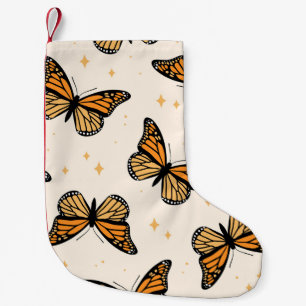 Petite Chaussette De Noël Motif sans couture avec papillons monarques. Conte