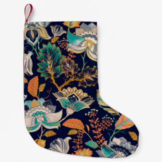 Petite Chaussette De Noël Motif sans couture colorée. Arrière - plan floral.