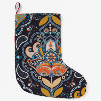 Petite Chaussette De Noël Motif sans couture de Paisley. Arrière-plan sombre