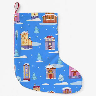 Petite Chaussette De Noël Motif sans couture d'hiver dessiné à la main avec 