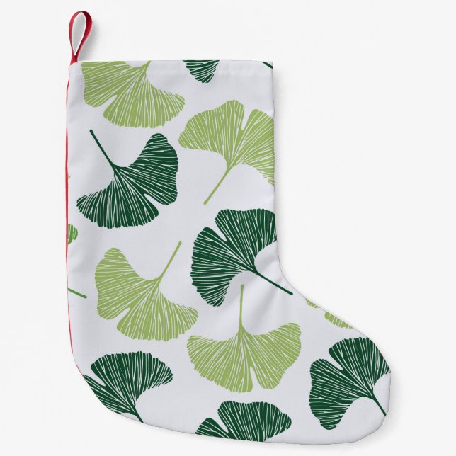 Petite Chaussette De Noël Motif sans couture Green ginkgo biloba  (Devant)