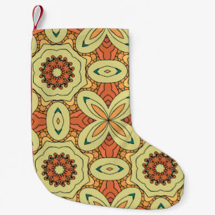 Petite Chaussette De Noël Motif sans couture orange ethnique avec mandala. i