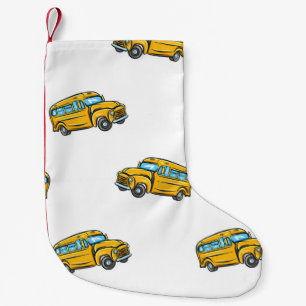 Petite Chaussette De Noël motif sans soudure vintage avec autobus scolaire.