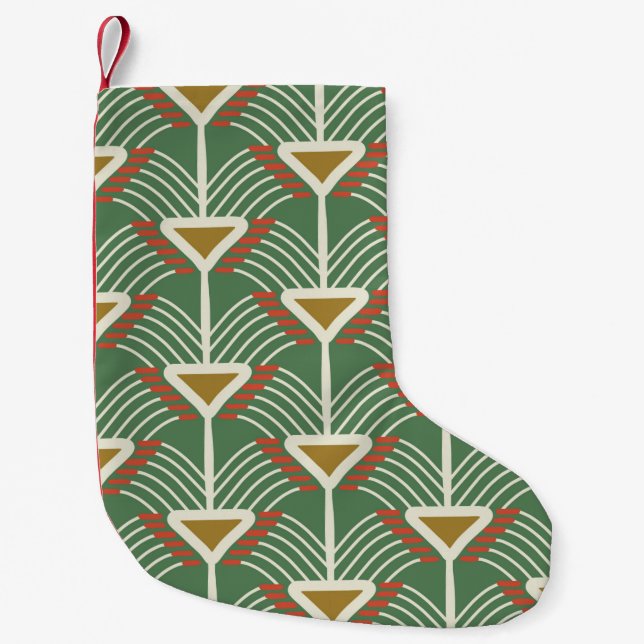 Petite Chaussette De Noël motif transparent vert avec lignes et géométrie sh (Devant)