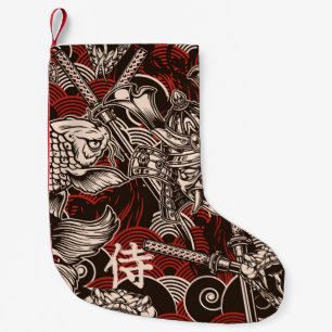 Petite Chaussette De Noël motif vintage japonais sans soudure avec katana sw