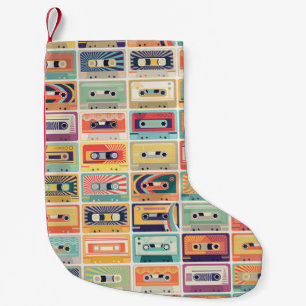 Petite Chaussette De Noël Motif Vintage Retro Cassette Tapes