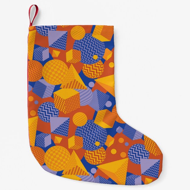 Petite Chaussette De Noël Motif violet orange géométrique amusant (Devant)
