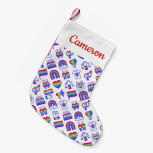 Petite Chaussette De Noël Motifs d'icônes arc-en-ciel colorées