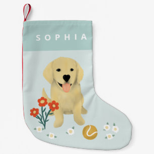 Petite Chaussette De Noël Mouettes modernes mignonnes Golden Retriever Chien