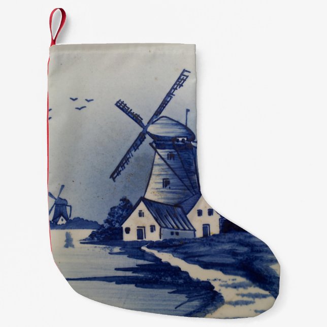 Petite Chaussette De Noël Moulin blanc blanc blanc vintage (Devant)