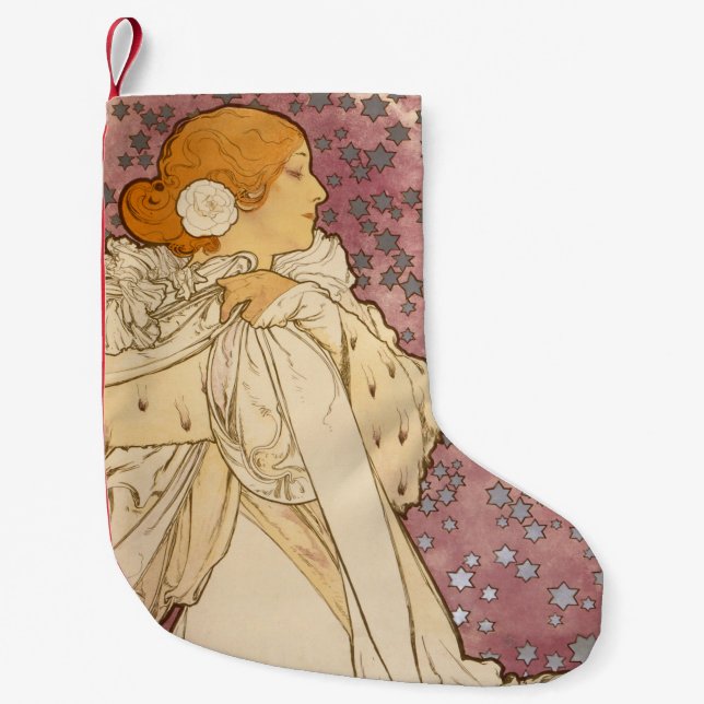 Petite Chaussette De Noël Mucha Art nouveau femme beauté (Devant)