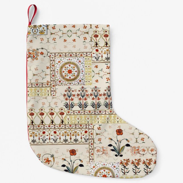 Petite Chaussette De Noël Mughal Floral Paisley : Ethnic Digital Elegance. (Devant)