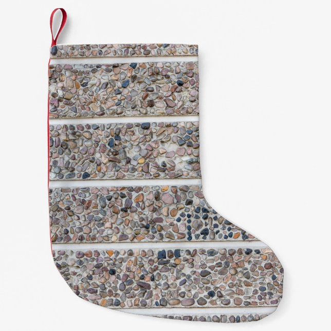 Petite Chaussette De Noël Mur de galets en béton (Devant)