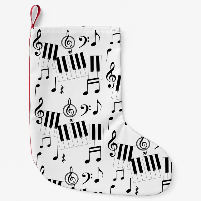 Petite Chaussette De Noël Musique Clavier Piano Note Repos Treble Clef (Devant)