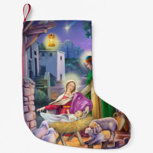 Petite Chaussette De Noël Naissance vintage de scène de Jésus