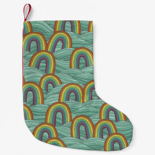Petite Chaussette De Noël Nature arc-en-ciel : Composition Vintage dessinée 