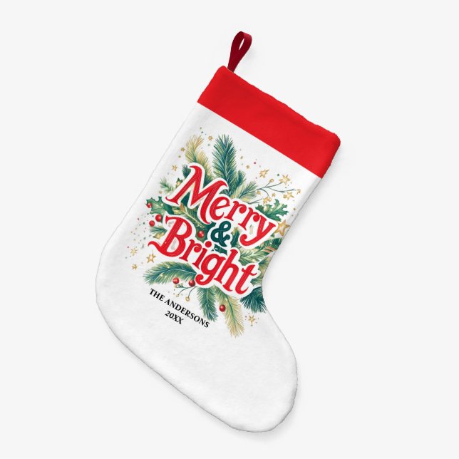 Petite Chaussette De Noël Nettoyage minimal Simple Xmas Rouge Blanc (Devant (Accrochage))