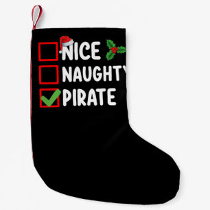 Petite Chaussette De Noël Nice Naughty Pirate Family Liste de Noël