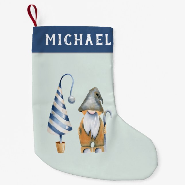 Petite Chaussette De Noël Nisse Norwegian Christmas Gnome| Monogramme (Devant)