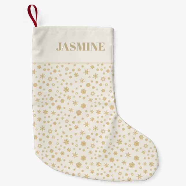 Petite Chaussette De Noël Noël à la crème dorée personnalisée (Devant)