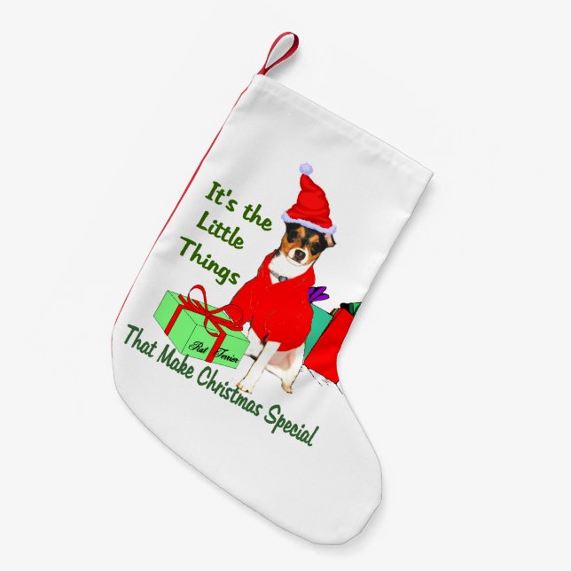 Petite Chaussette De Noël Noël à Rat Terrier (Devant (Accrochage))