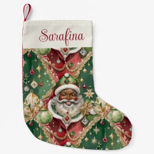 Petite Chaussette De Noël Noël Africain-Américain à Père Noël