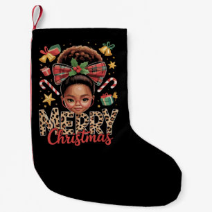 Petite Chaussette De Noël Noël Afro-Américain Bun Messy Mère Noire