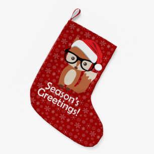 Petite Chaussette De Noël Noël animal mignon en verre de Fox de vacances de