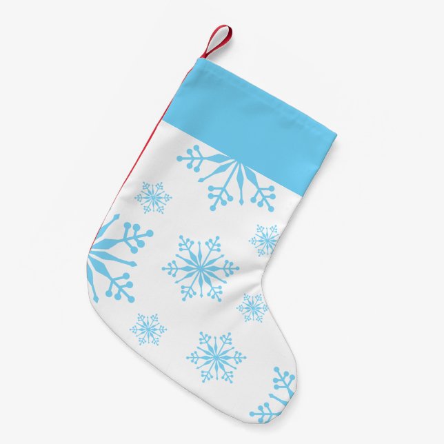 Petite Chaussette De Noël Noël avec des flocons de neige bleus. (Devant (Accrochage))