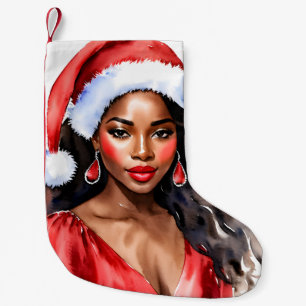 Petite Chaussette De Noël Noël Black Woman Santa Hat