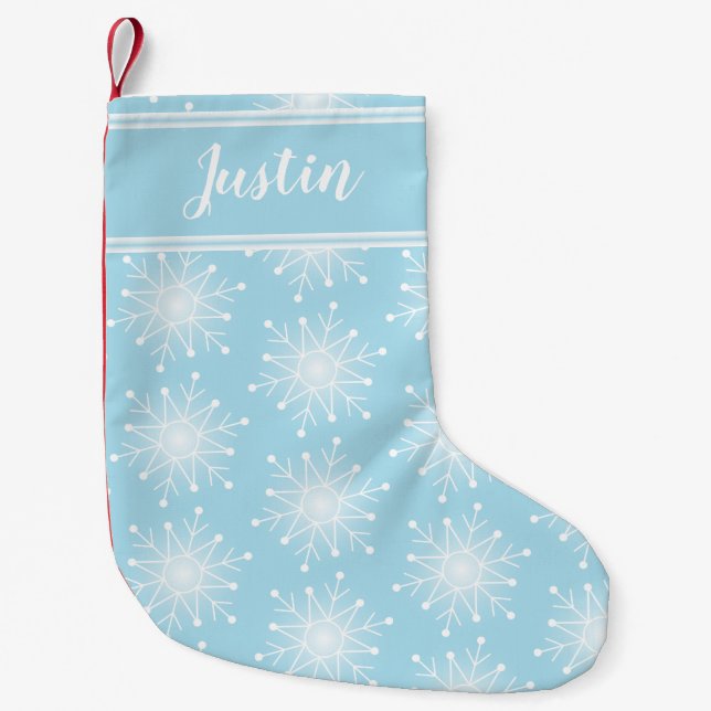 Petite Chaussette De Noël Noël bleu personnalisent le bas nommé (Devant)