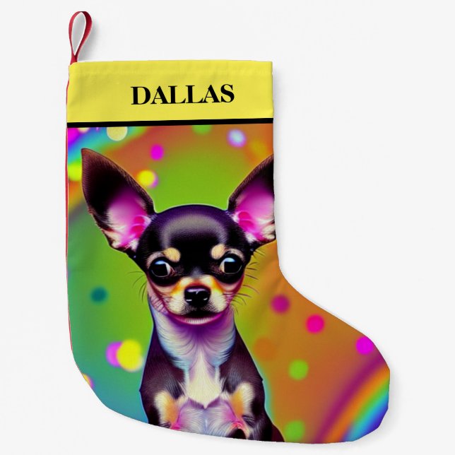 Petite Chaussette De Noël Noël CHIHUAHUA Stocking avec nom. (Devant)