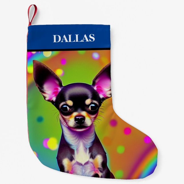 Petite Chaussette De Noël Noël CHIHUAHUA Stocking avec nom. (Devant)