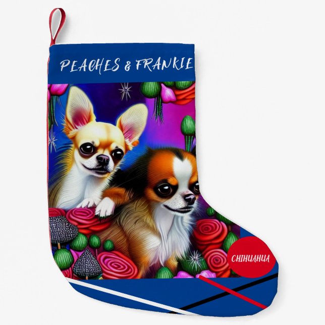 Petite Chaussette De Noël Noël CHIHUAHUA Stocking avec nom. (Devant)