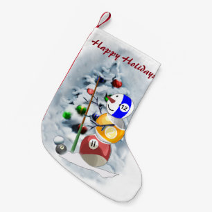 Petite Chaussette De Noël Noël de bonhomme de neige de boule de billards