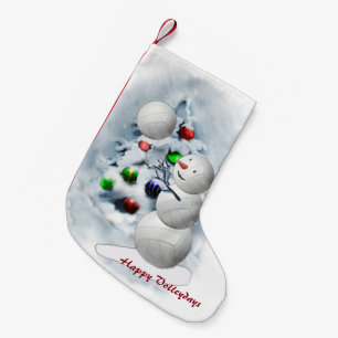 Petite Chaussette De Noël Noël de bonhomme de neige de volleyball